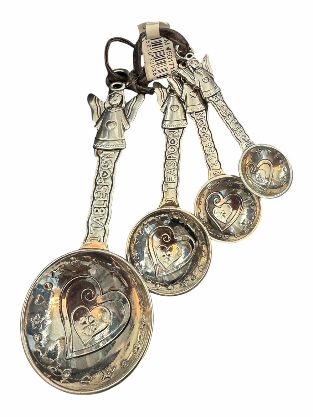 GANZ Silver Heart Measuring Spoon Angels Set